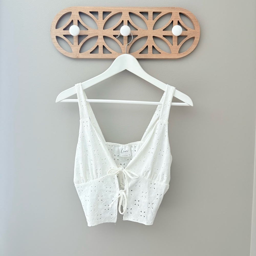Livi by Oliva Rae Cropped Tank Top White Sz Large